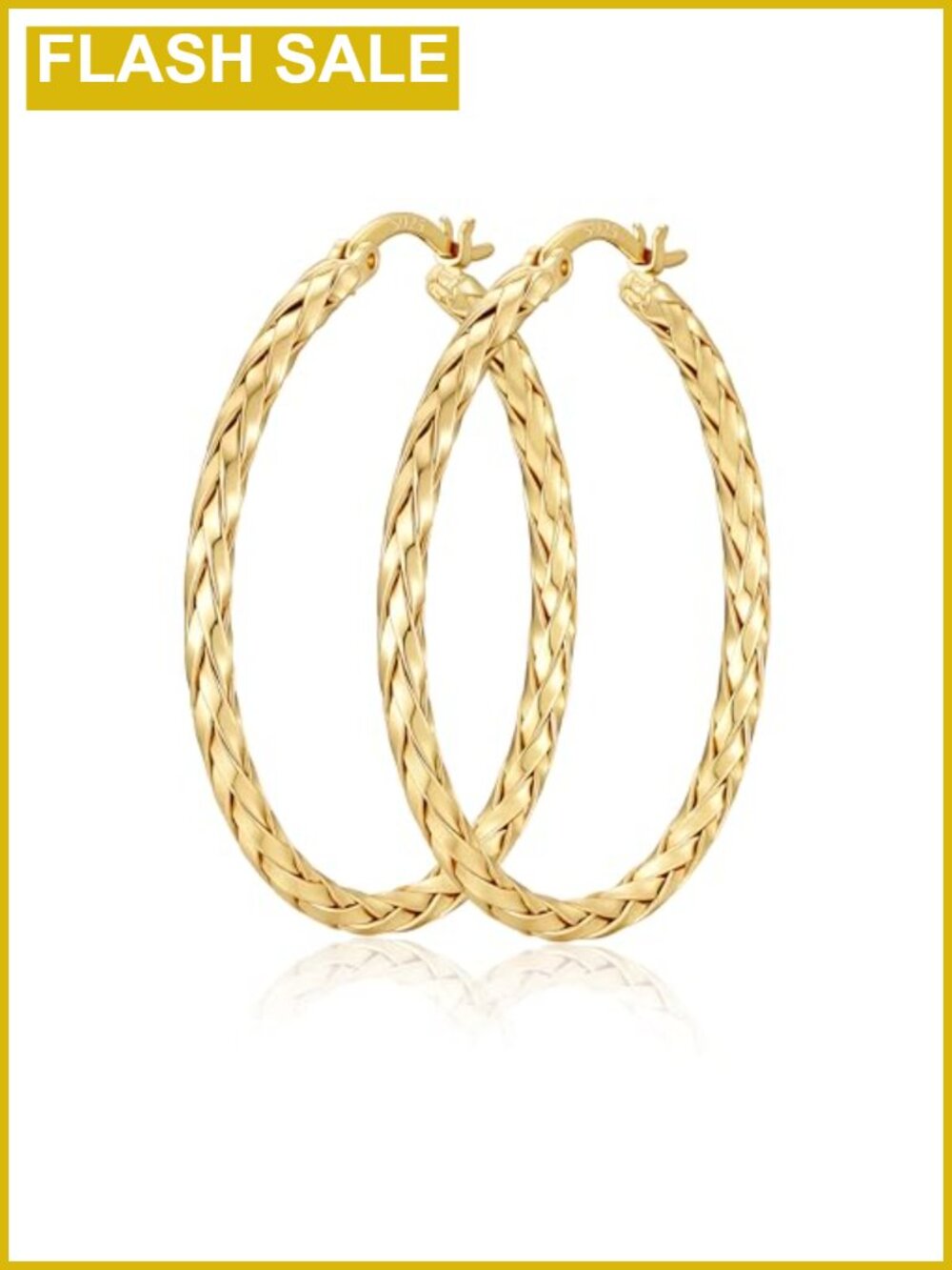 925 Sterling Silver Post Hoop Earrings 14K Gold Plated Twist Lightweight